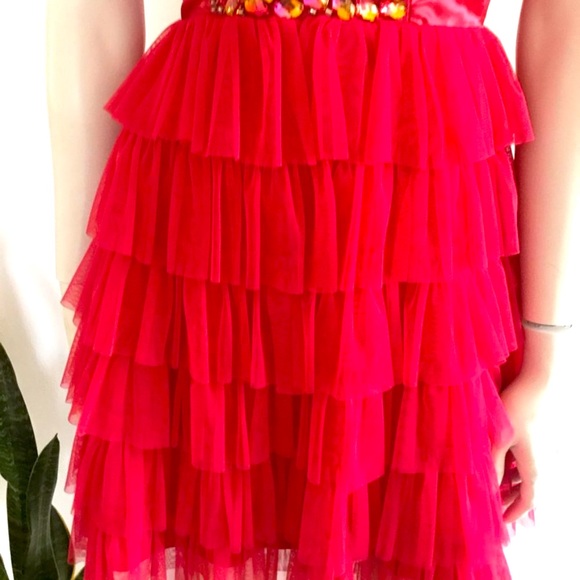 Strapless Lined Ruffle Party Dress SZ Small - Picture 9 of 9